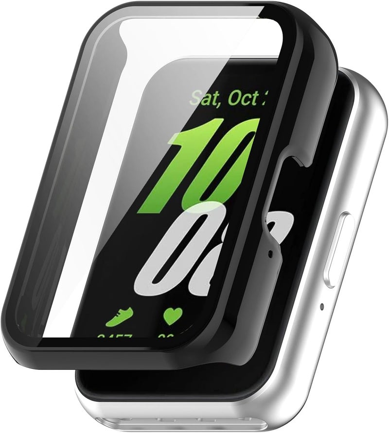 FanTEK Compatible for Samsung Galaxy Fit 3 Watch Case for Women Men, Scratch Resistant Shock Absorbing Case, Shiny Black - Image 1